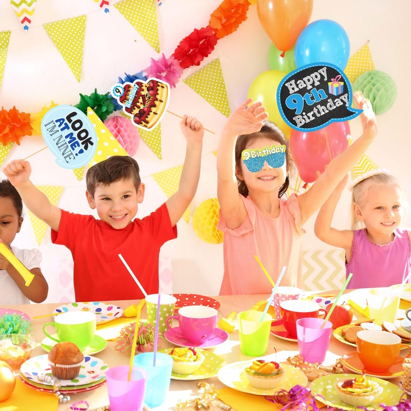 WOBBOX Fourth Birthday Photo Booth Party Props Blue for Baby Boy, 4th Birthday Decorations for Boys, Kids Birthday Party Decoration Items - Image 5