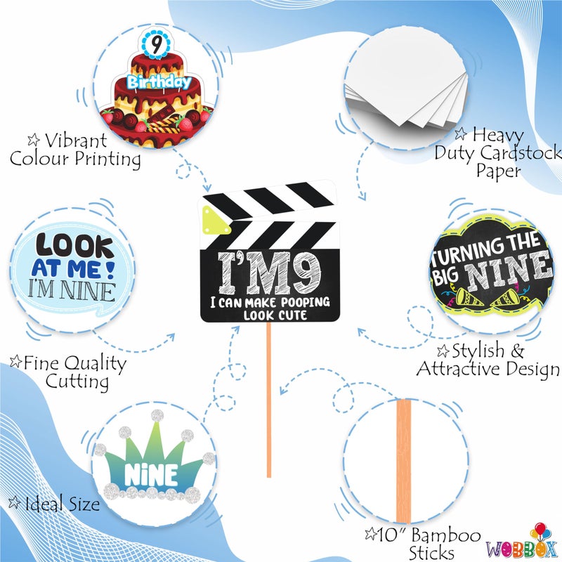 WOBBOX Fourth Birthday Photo Booth Party Props Blue for Baby Boy, 4th Birthday Decorations for Boys, Kids Birthday Party Decoration Items - Image 4