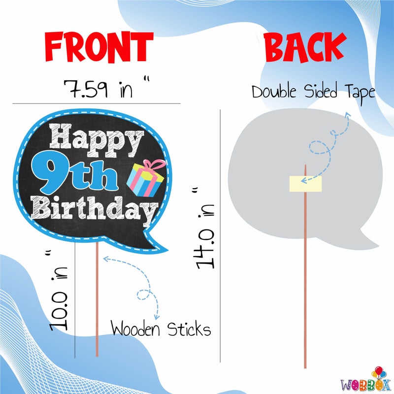 WOBBOX Fourth Birthday Photo Booth Party Props Blue for Baby Boy, 4th Birthday Decorations for Boys, Kids Birthday Party Decoration Items - Image 3