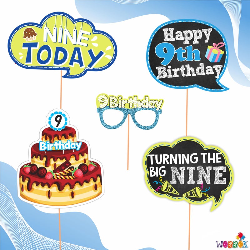 WOBBOX Fourth Birthday Photo Booth Party Props Blue for Baby Boy, 4th Birthday Decorations for Boys, Kids Birthday Party Decoration Items - Image 2