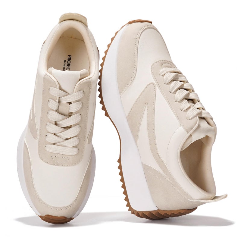 Project Cloud Womens Sneakers - Memory Foam Insole and Lightweight Spring Shoes - Non-Slip Lace Up Trendy Shoes - Fashion Sneakers for Women 2026 (Balinda, BEIG, 5.5) - Image 1