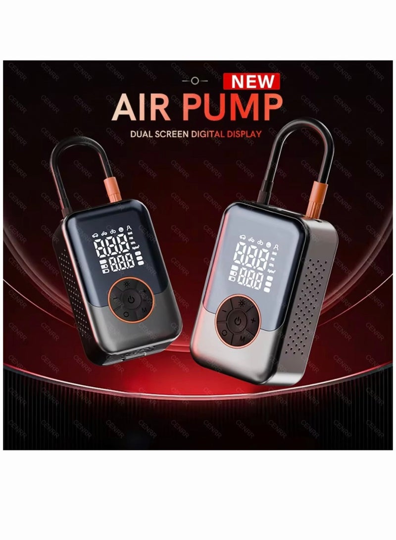 Digital Car Tyre Inflator Air Compressor,  Tire Inflator With 3000mAh Battery Power Bank/Auto Stop/LED Light/LCD Screen, 150 PSI Fast Inflation Cordless Air Pump，10 Tire Repair Plugs Included - Image 2