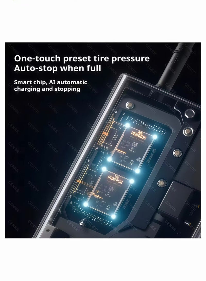 Digital Car Tyre Inflator Air Compressor,  Tire Inflator With 3000mAh Battery Power Bank/Auto Stop/LED Light/LCD Screen, 150 PSI Fast Inflation Cordless Air Pump，10 Tire Repair Plugs Included - Image 5