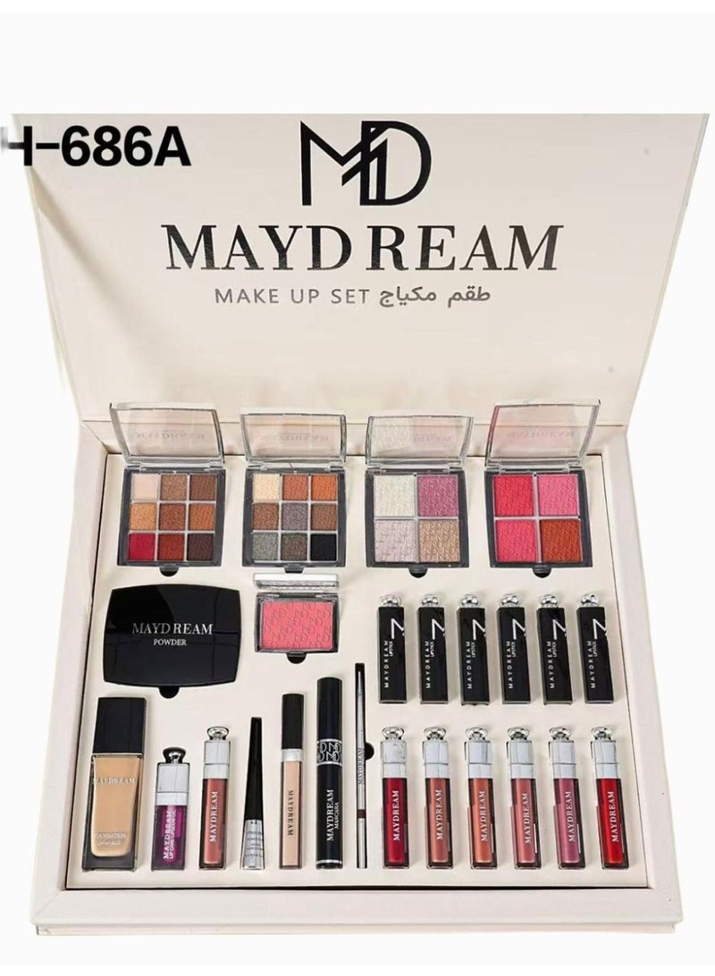 مي دريم طقم مكياج MAYDREAM ماي دريم فاخر مكون من 24 قطعة لإطلالة ساحرة ومتكاملة  البيج