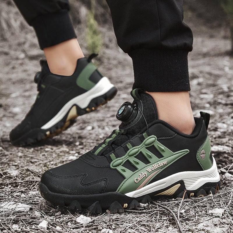 Teenagers Rotating Button Sneaker Winter Men'S Shoes Fleece-Lined Warm Cotton Shoes Large Children Non-Slip Wear-Resistant Mountaineering Shoes - Image 5