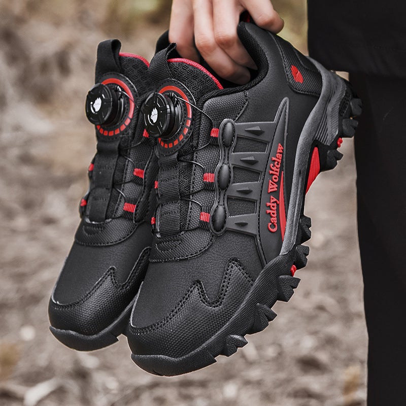 Teenagers Rotating Button Sneaker Winter Men'S Shoes Fleece-Lined Warm Cotton Shoes Large Children Non-Slip Wear-Resistant Mountaineering Shoes - Image 3