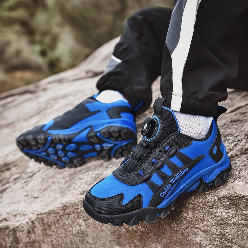 Teenagers Rotating Button Sneaker Winter Men'S Shoes Fleece-Lined Warm Cotton Shoes Large Children Non-Slip Wear-Resistant Mountaineering Shoes - Image 4