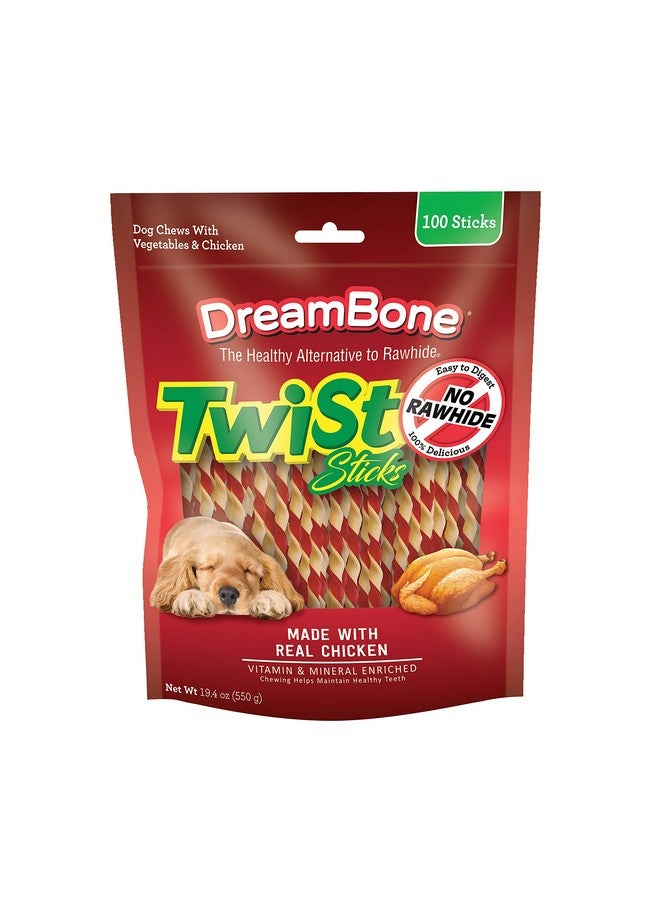 DreamBone Twist Sticks Rawhide Free Dog Chews, Made With Real Chicken, 100 Count (Pack Of 1) - Image 1