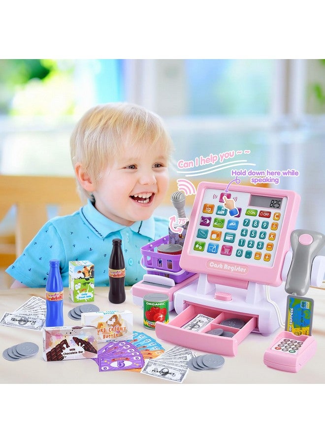 PLAY Kids Cash Register Toy - Pretend Play Calculator Register Toys With Microphone/Conveyors/Play Money/Scanner/Credit Card/Cans/Drink, 3+ Toddler Develops Early Math Skills Learning Toys - Image 3