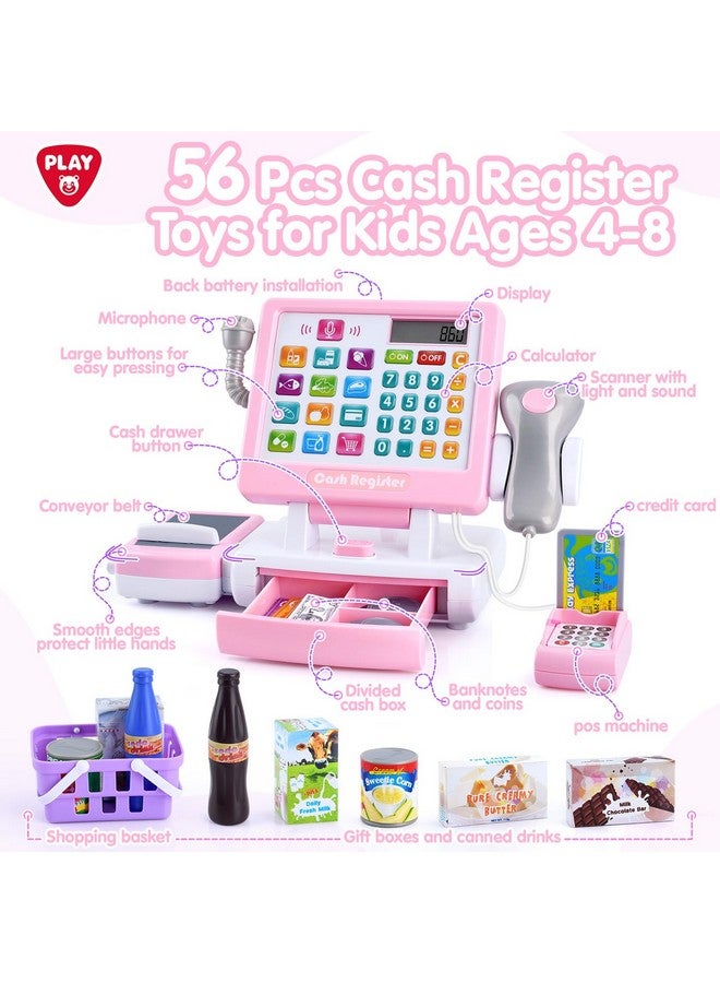 PLAY Kids Cash Register Toy - Pretend Play Calculator Register Toys With Microphone/Conveyors/Play Money/Scanner/Credit Card/Cans/Drink, 3+ Toddler Develops Early Math Skills Learning Toys - Image 2
