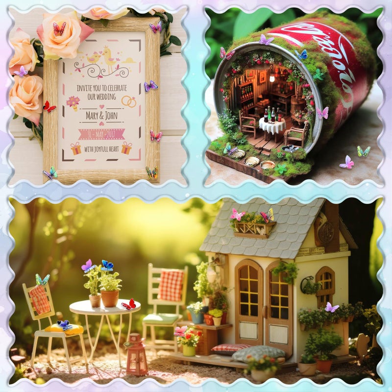 Yuronam 70 Pcs Mini Butterflies Tiny Resin Butterflies Miniature Ornaments for Fairy Garden Dollhouse Micro Landscape Decoration - Image 4