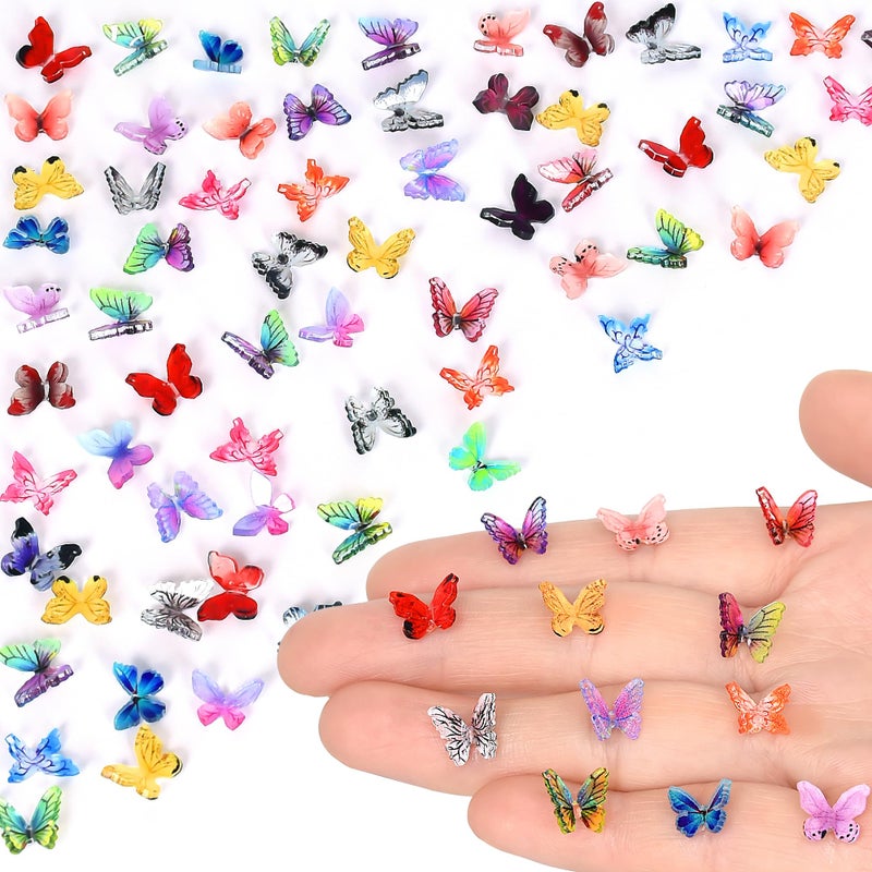 Yuronam 70 Pcs Mini Butterflies Tiny Resin Butterflies Miniature Ornaments for Fairy Garden Dollhouse Micro Landscape Decoration - Image 1