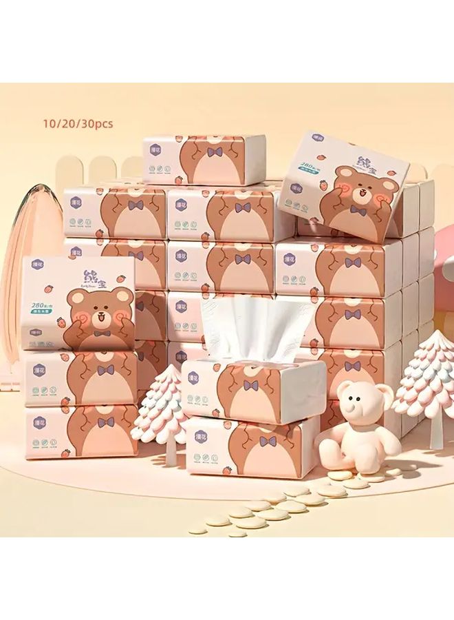 10 قطع مناديل ورقية ناعمة 4 طبقات 280 ورقة لكل منها مناديل يمكن التخلص منها بالجملة مناديل وجه بيضاء للاستخدام المنزلي والتجاري - Image 5