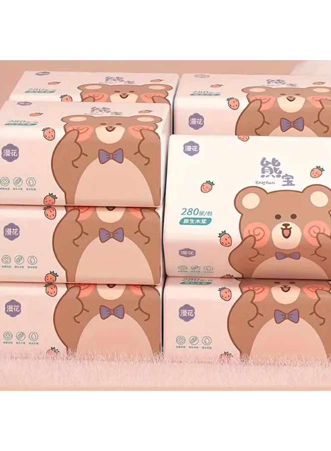 10 قطع مناديل ورقية ناعمة 4 طبقات 280 ورقة لكل منها مناديل يمكن التخلص منها بالجملة مناديل وجه بيضاء للاستخدام المنزلي والتجاري - Image 2