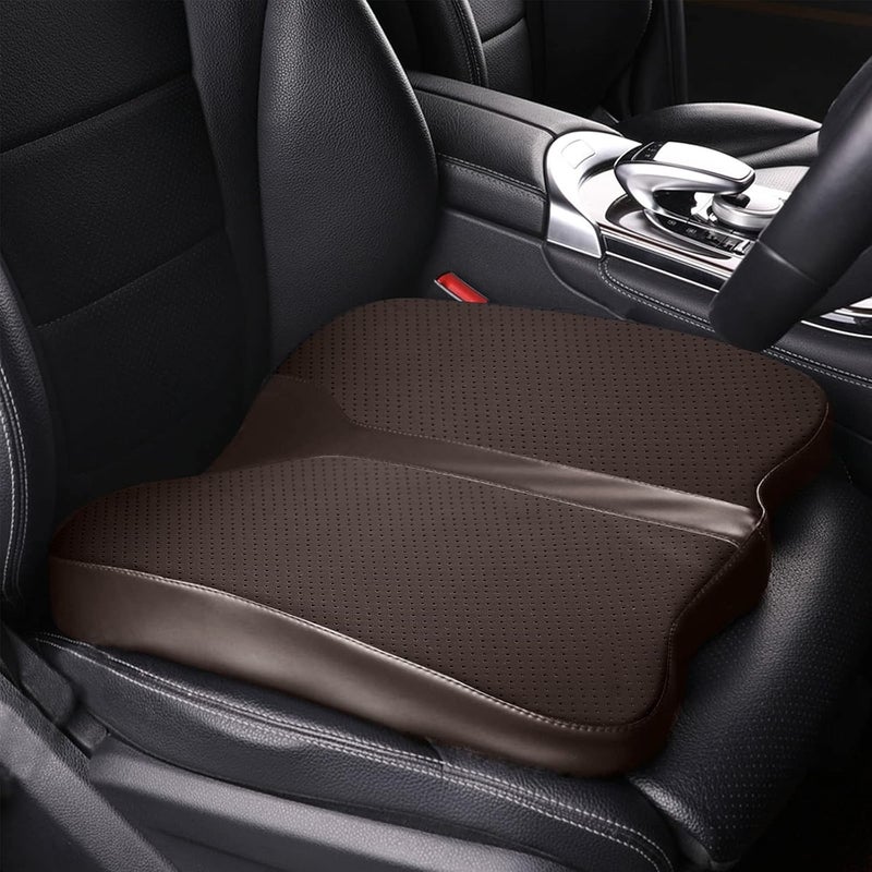LARROUS Car Seat Cushion - Comfort Memory Foam Seat Cushion for Car Seat Driver, Tailbone (Coccyx) Pain Relief Pad, Car Seat Cushions for Driving, Office Chair Cushion (Brown) - Image 1