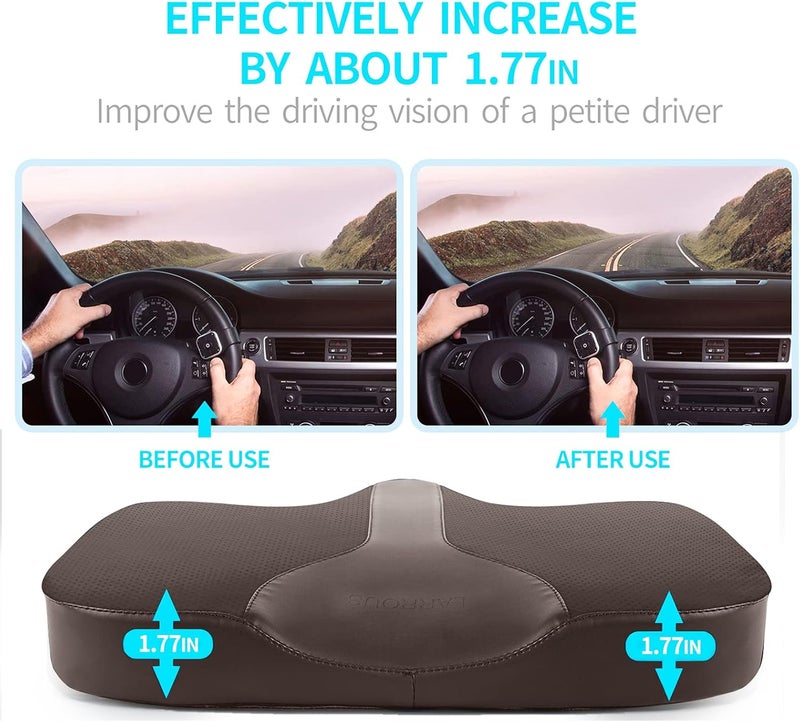 LARROUS Car Seat Cushion - Comfort Memory Foam Seat Cushion for Car Seat Driver, Tailbone (Coccyx) Pain Relief Pad, Car Seat Cushions for Driving, Office Chair Cushion (Brown) - Image 2