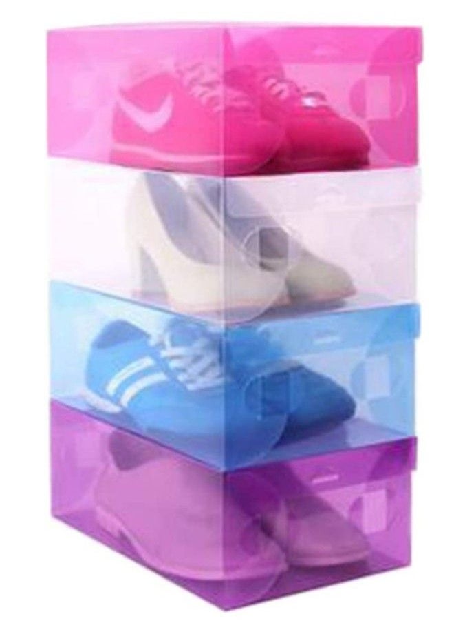 Generic - Clear Foldable Shoe Storage Boxes 1 Pack Stackable Heavy Duty Plastic Boot Storage Boxes Boot & Shoe Box Organizers - Image 1