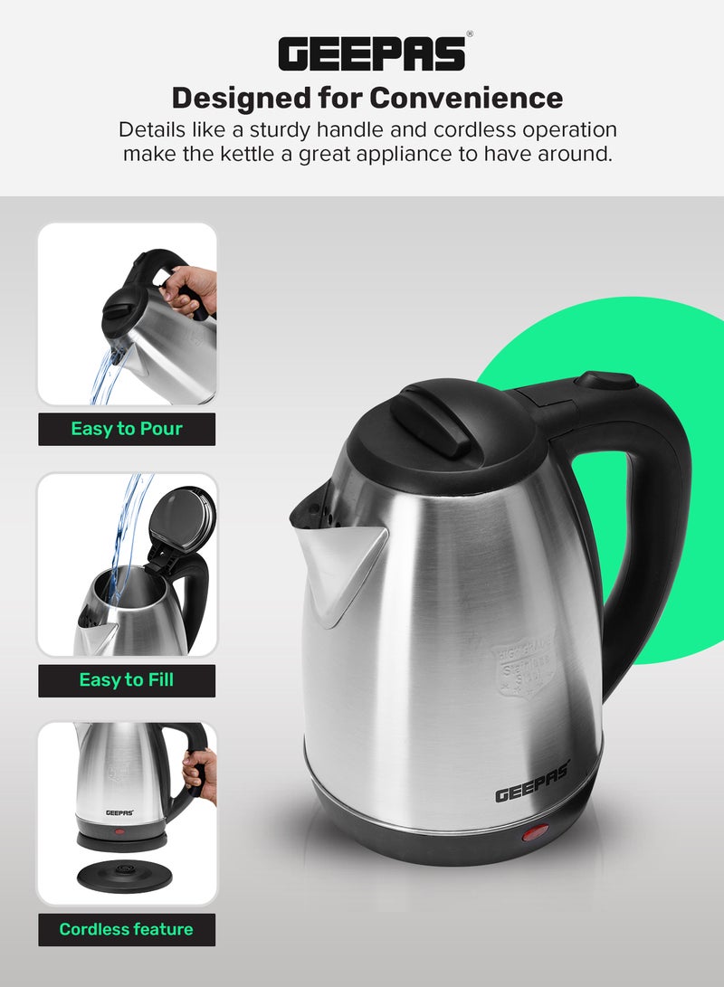 جيباس غلاية شاي كهربائية 1.8 L 1500 W GK5454B اسود / فضي - Image 5