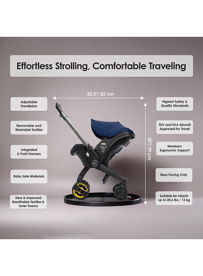 Doona+ Baby Car Seat and Travel Stroller, Convertible 0+ Infant Car Seat and Pram Combo, 5-Point Harness, Ergonomic Pushchair and Travel System, Royal Blue, ISOFIX Base Sold Separately - Image 4