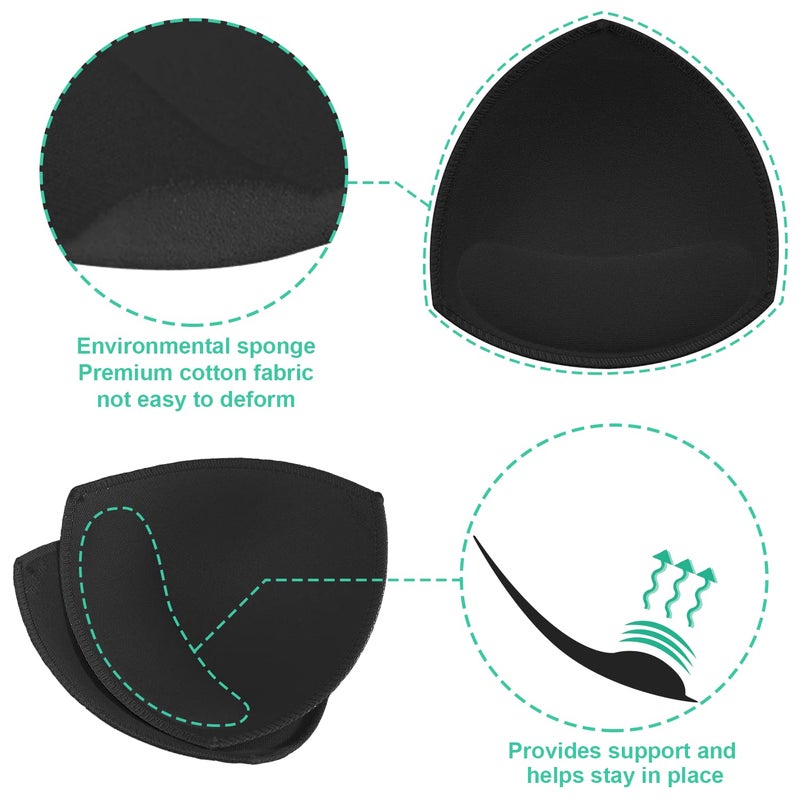 FANMAOUS 5 Pairs Bra Pads Inserts - Removable Sport Bra Cups, Triangle Breathable Pads for Yoga, Swimsuits, Bikini (L - 2 Beige, 2 Black, 1 White) - Image 4