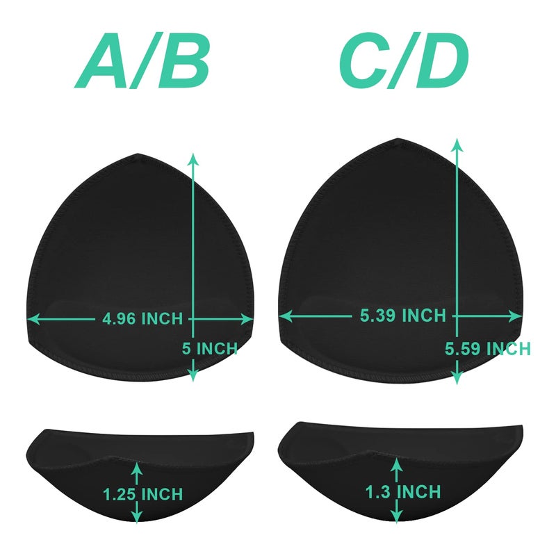 FANMAOUS 5 Pairs Bra Pads Inserts - Removable Sport Bra Cups, Triangle Breathable Pads for Yoga, Swimsuits, Bikini (L - 2 Beige, 2 Black, 1 White) - Image 3
