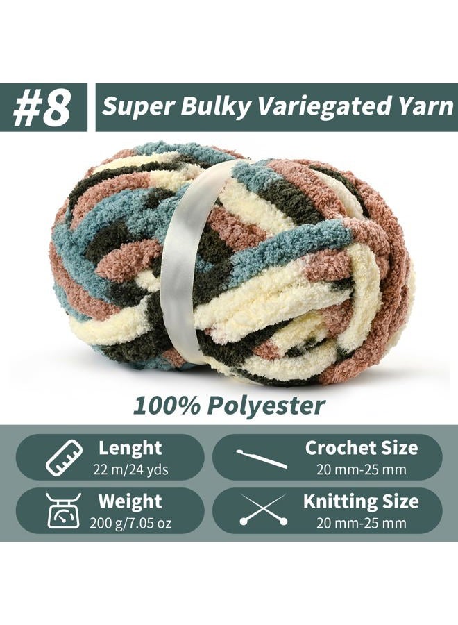 Sekafris 10 Pack Fluffy Chunky Chenille Yarn for Crocheting, Jumbo Chunky Blanket Yarn for Hand Knitting, 240yds/70.5oz Super Bulky Variegated Baby Blanket Yarn(Apricpot Green) - Image 2