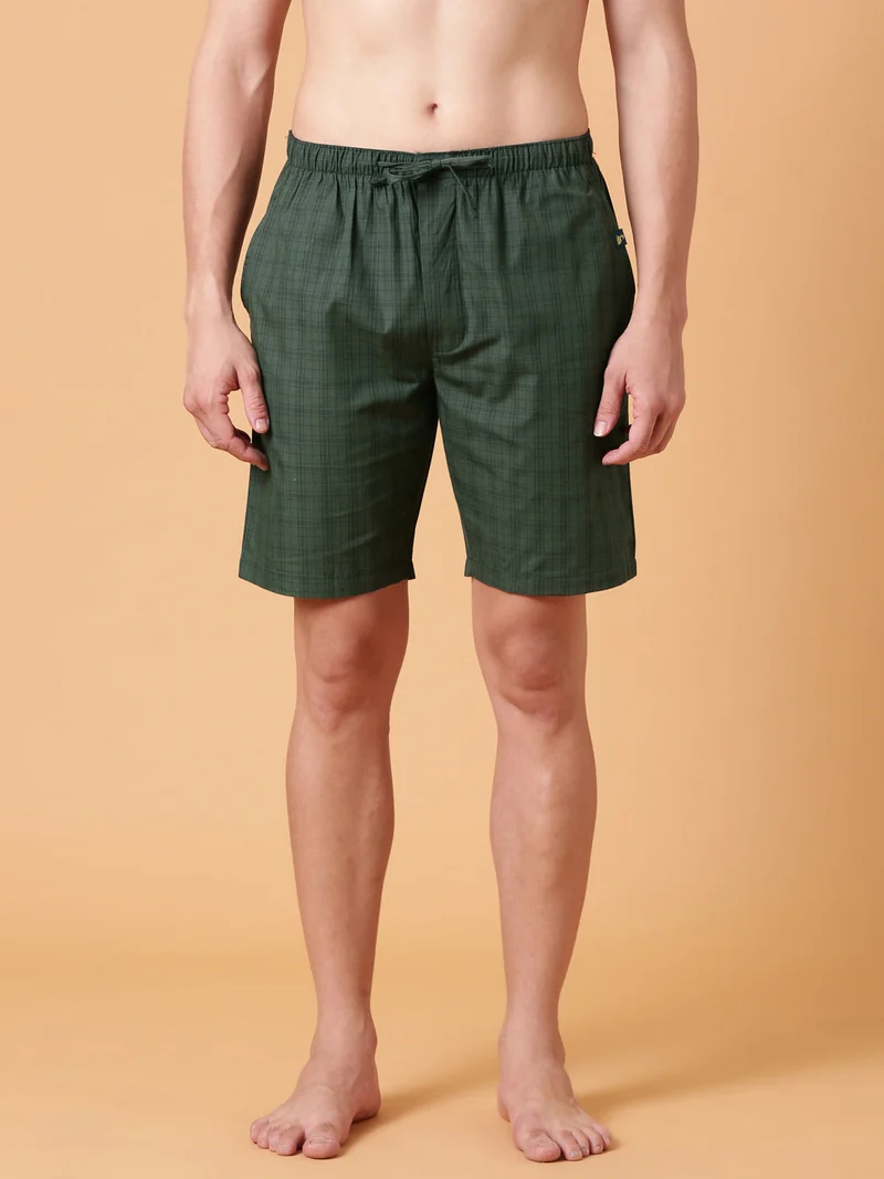 Joven JOVEN Men Checked Cotton Lounge Shorts