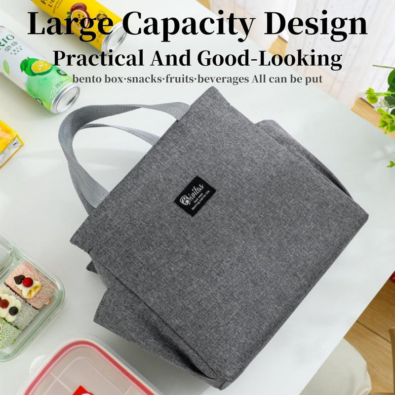 Lunch Bags Insulated Lunch Bag Tote Bag For Adult,Men,Women,Reusable Leakproof Handbags Case For Work Office School Picnic Travel(Black) - Image 4