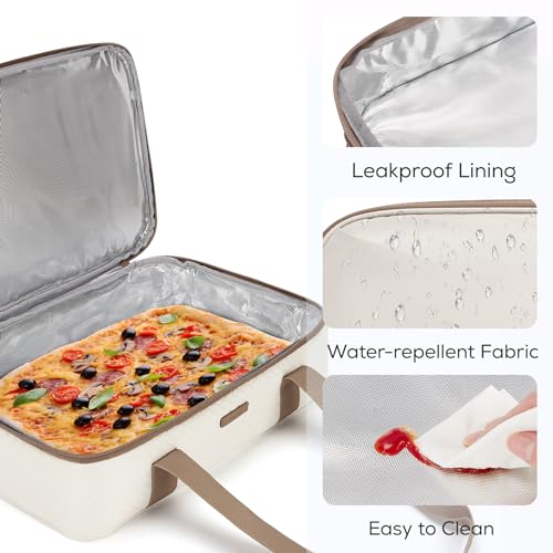 TOURIT Double Decker Insulated Casserole Carrier for Hot or Cold Food Expandable Thermal Food Carrier for Picnic Cookouts Potluck Parties Fits 9" x 13" Baking Dish - Image 5