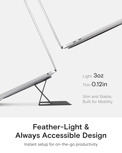 MOFT Laptop Stand for Desk, Adhesive MacBook Computer Stand with 2 Adjustable Viewing Angles, Foldable and Portable Laptop Riser Compatible with 11"-16" Laptops, Silver(Adhesive Version) - Image 2