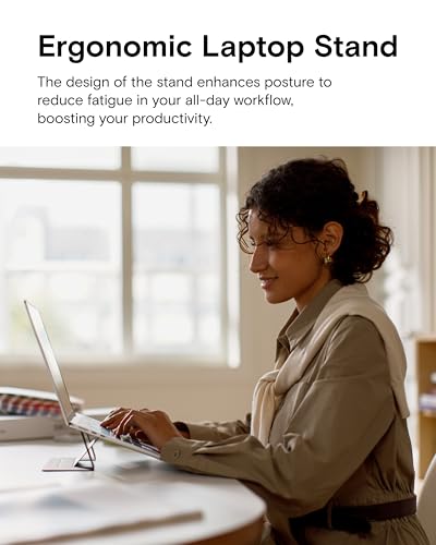 MOFT Laptop Stand for Desk, Adhesive MacBook Computer Stand with 2 Adjustable Viewing Angles, Foldable and Portable Laptop Riser Compatible with 11"-16" Laptops, Silver(Adhesive Version) - Image 3