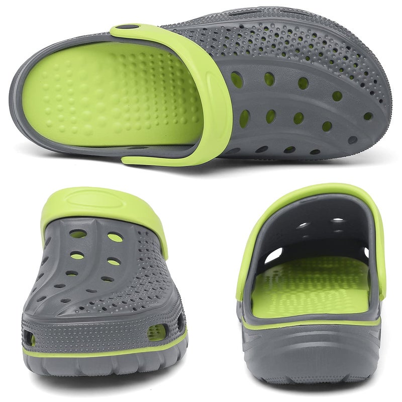 ChayChax Men's and Women's Arch Support Clogs Garden Shoes Slip-on Outdoor Beach Slippers with Removable Cushion Footbed, Black Grey, 9.5-10.5 Women/8-9 Men - Image 4