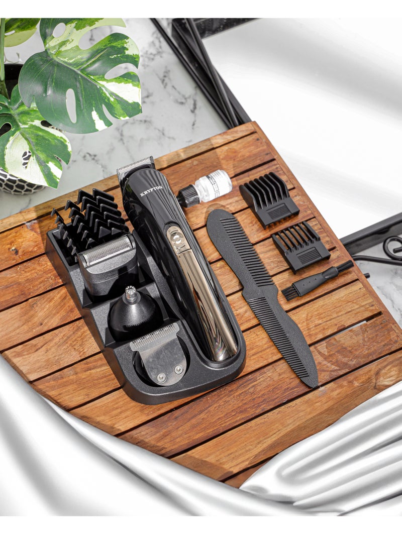 Krypton 11-in-1 Rechargeable Grooming Set- KNTR6575/ with Detachable Trimmer Attachments, Works 2 Hours Continuously on Full Charge/ Cord and Cordless Working, Prefect for Home and Professional Styling/ Black, 2 Years Warranty BLACK - Image 3
