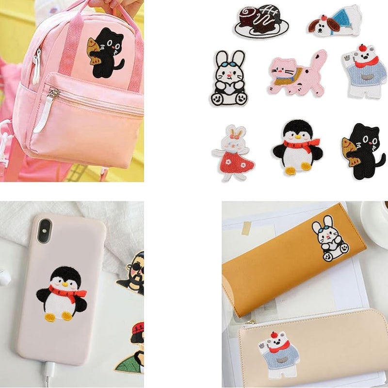 8 قطع من رقاعات الحيوانات الكرتونية الحديدية لتصليح وتزيين الجينز - Image 2