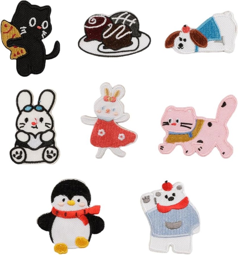 8 قطع من رقاعات الحيوانات الكرتونية الحديدية لتصليح وتزيين الجينز - Image 1