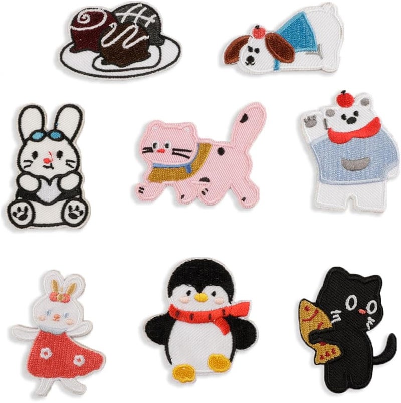 8 قطع من رقاعات الحيوانات الكرتونية الحديدية لتصليح وتزيين الجينز - Image 3