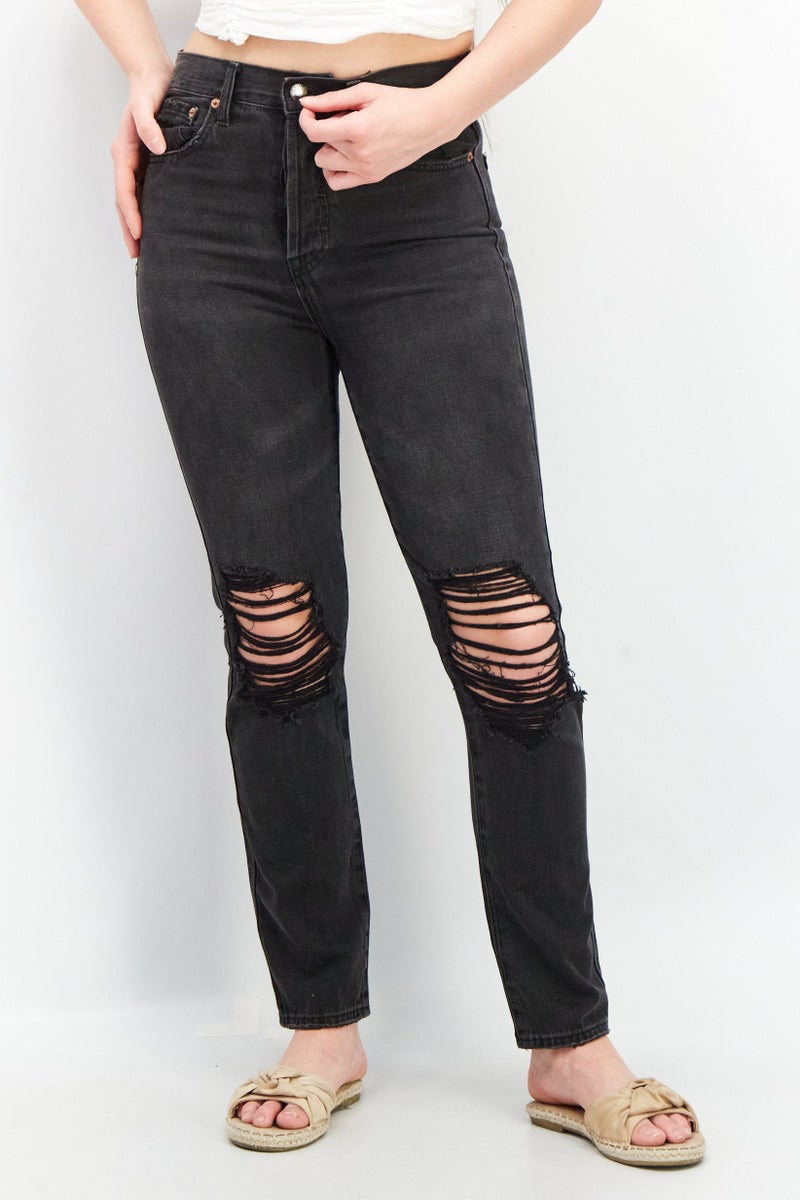 Pistola Women Regular Fit Washed Non-Stretchable Denim Jens, Black - Image 1