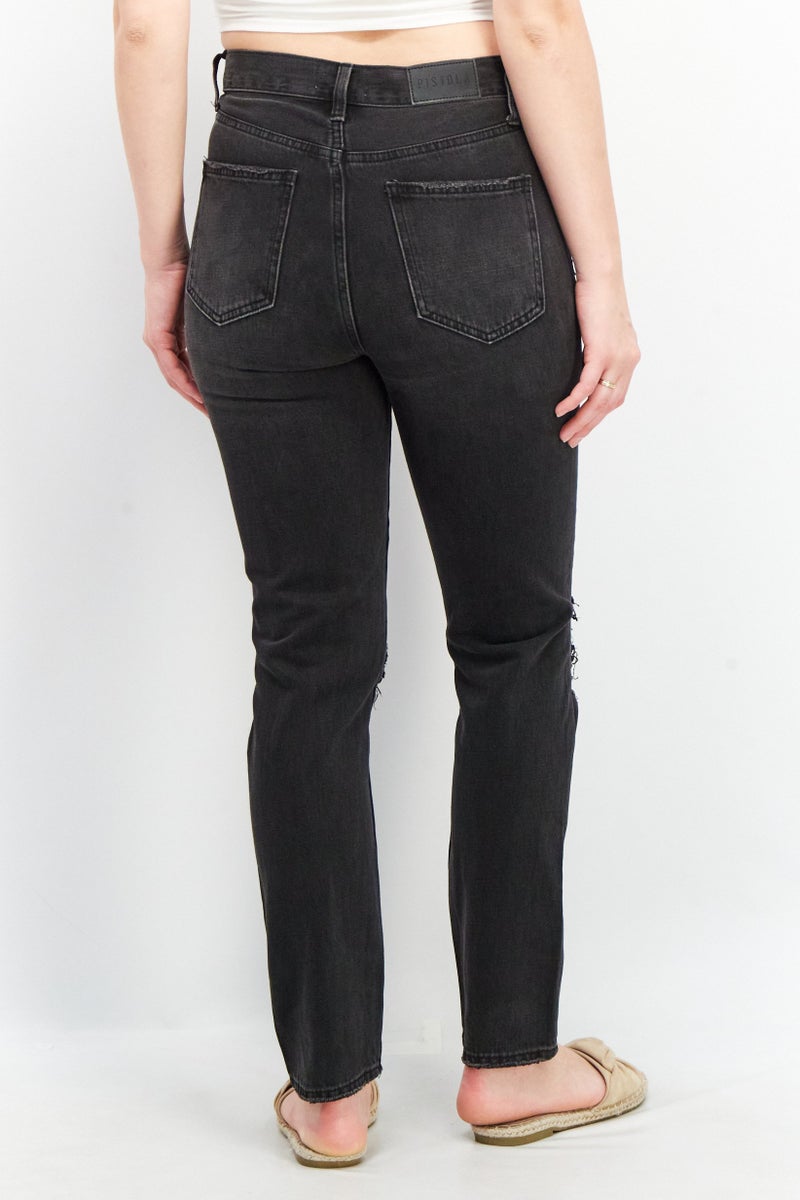 Pistola Women Regular Fit Washed Non-Stretchable Denim Jens, Black - Image 3