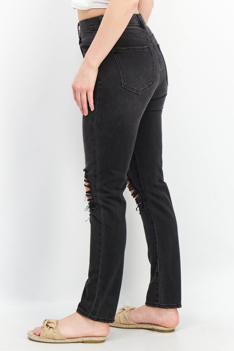 Pistola Women Regular Fit Washed Non-Stretchable Denim Jens, Black - Image 4