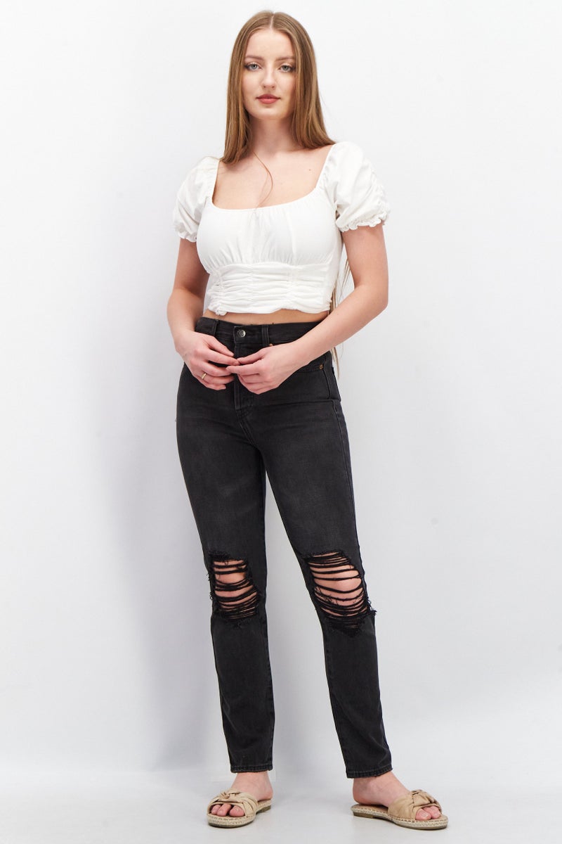 Pistola Women Regular Fit Washed Non-Stretchable Denim Jens, Black - Image 2