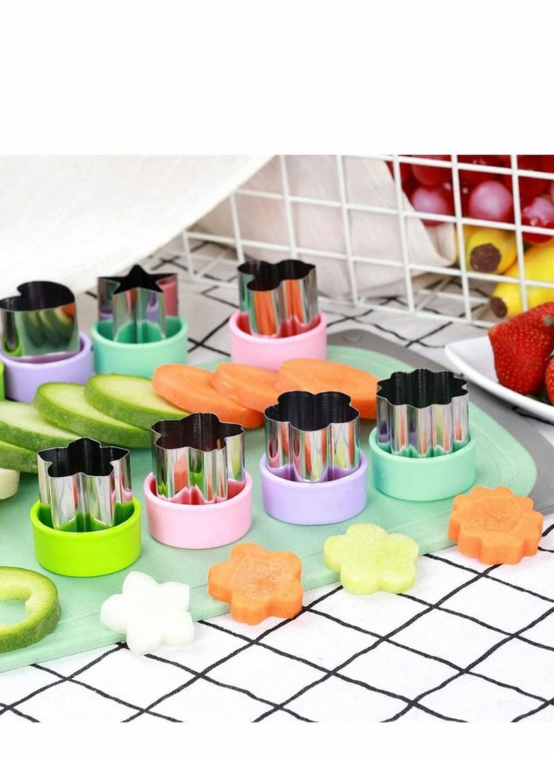 Excefore - Vegetable Cutter Shapes Set, Stainless Steel Vegetable And Fruit Cutter Mini Cookie Cutters Fruit Cookie Pastry Stamps Mold For Kids Baking And Food Supplement Tools Accessories (8 PCS) - Image 1