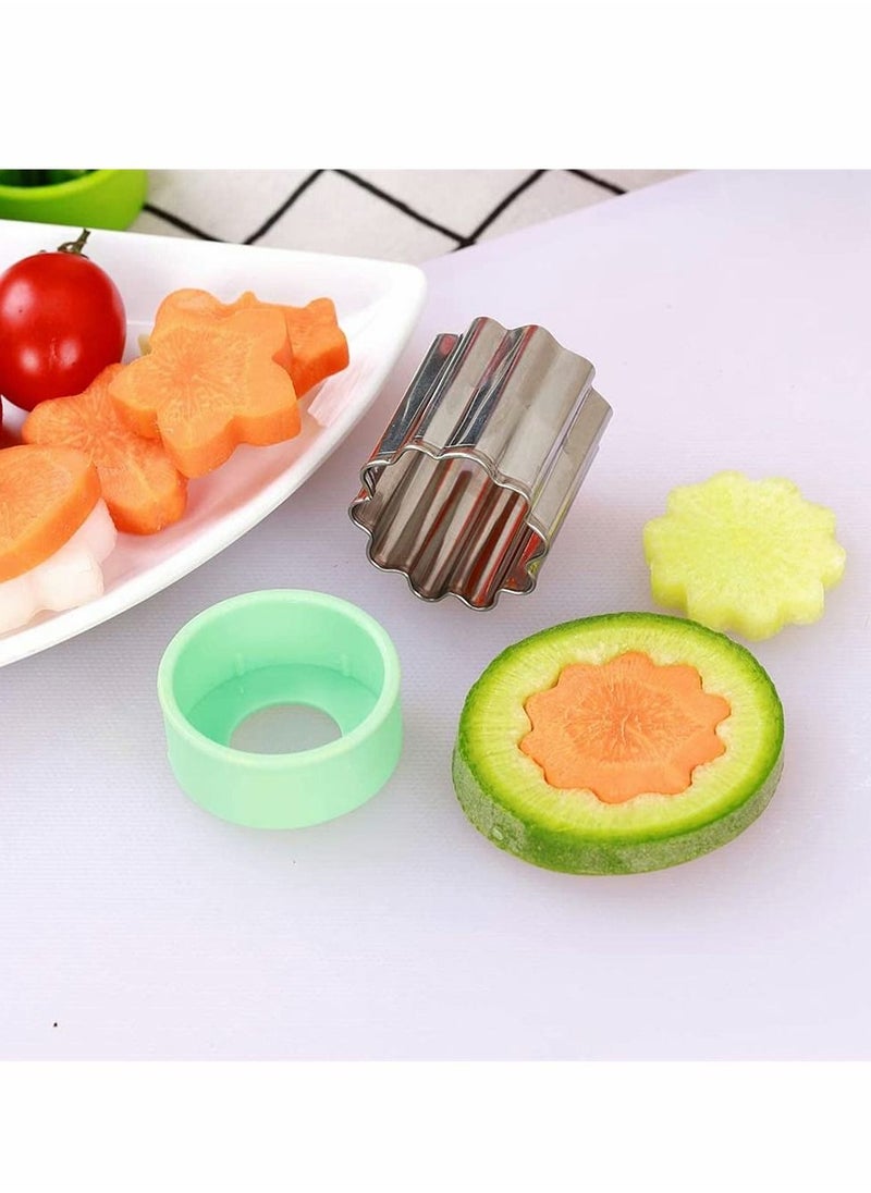Excefore - Vegetable Cutter Shapes Set, Stainless Steel Vegetable And Fruit Cutter Mini Cookie Cutters Fruit Cookie Pastry Stamps Mold For Kids Baking And Food Supplement Tools Accessories (8 PCS) - Image 1