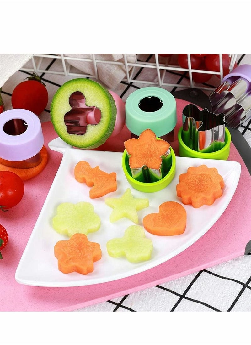 Excefore - Vegetable Cutter Shapes Set, Stainless Steel Vegetable And Fruit Cutter Mini Cookie Cutters Fruit Cookie Pastry Stamps Mold For Kids Baking And Food Supplement Tools Accessories (8 PCS) - Image 1