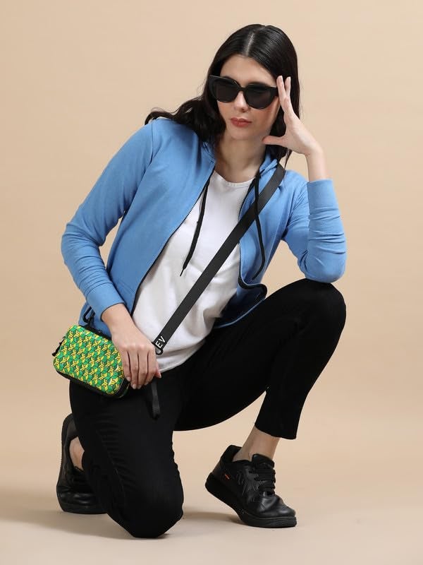 Wafaa Women's Cotton Plain Hooded Neck Full Zipper Sky Blue Color Regular Fit Sweatshirt Hoodies with Kangaroo Pocket 3XL Size - Image 3