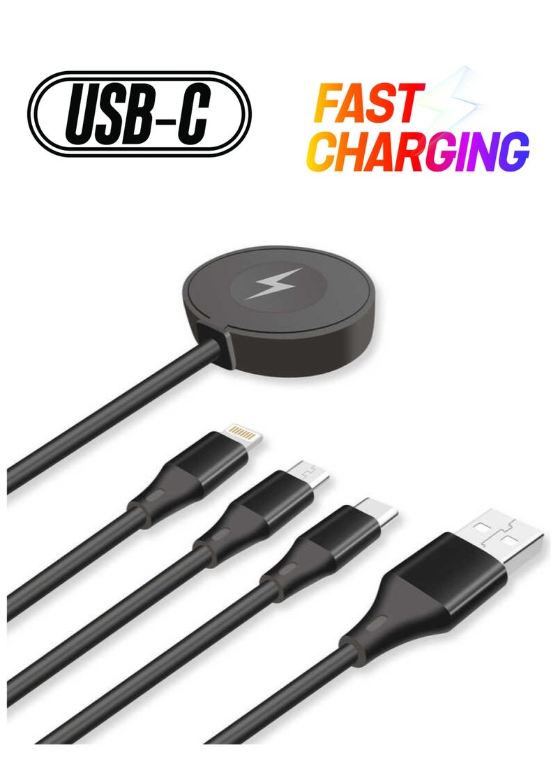 Go-Des GD-UC561 4-in-1 Wireless Smartwatch Charger and Multi USB Fast Charging Cable Multipurpose - Image 1