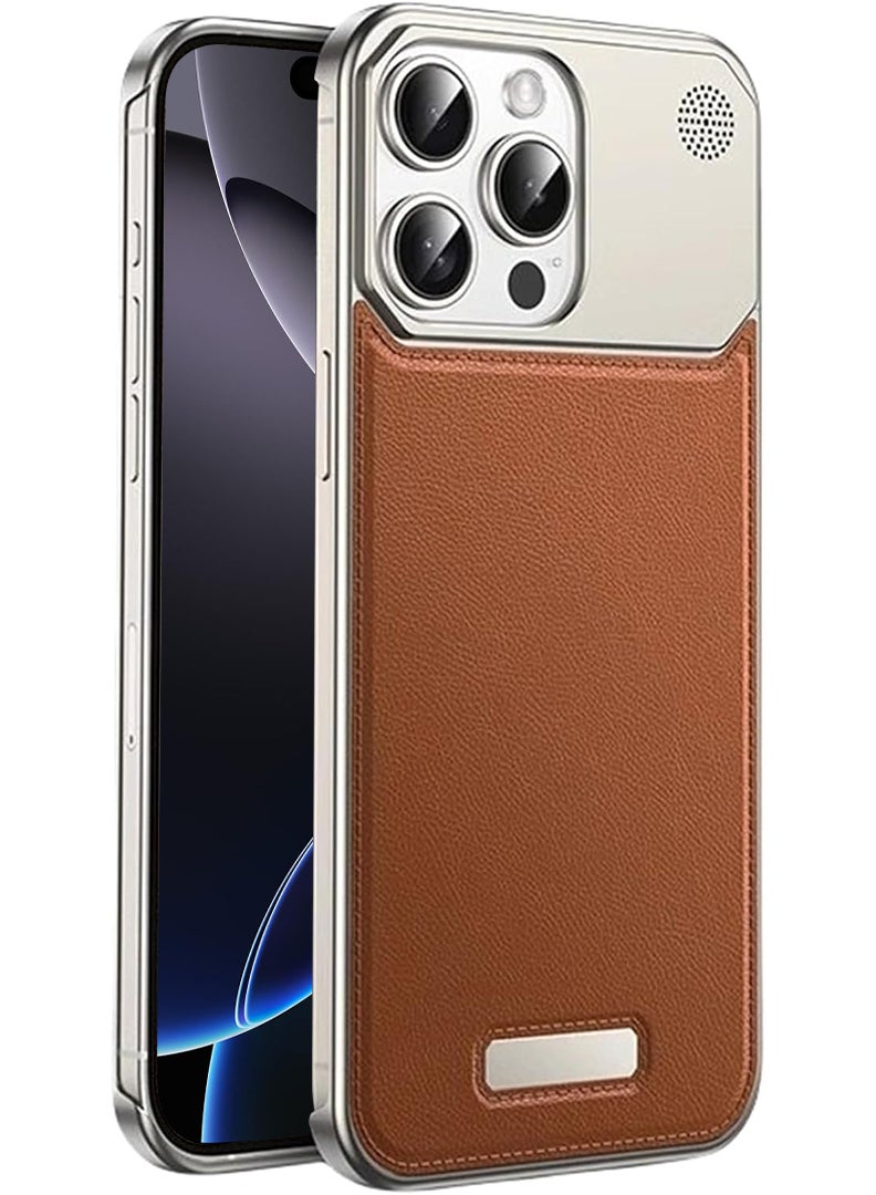 Case Up حافظة جلدية من سبائك الألمنيوم للطائرات لجهاز iPhone 16 Pro Max، حافظة معدنية رفيعة، حافظة هاتف خفيفة الوزن، متوافقة مع Magsafe، مع موزع عطر مدمج، فضي تيتانيوم - Image 1