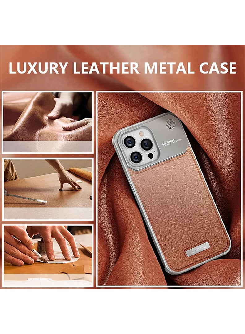 Case Up حافظة جلدية من سبائك الألمنيوم للطائرات لجهاز iPhone 16 Pro Max، حافظة معدنية رفيعة، حافظة هاتف خفيفة الوزن، متوافقة مع Magsafe، مع موزع عطر مدمج، فضي تيتانيوم - Image 4