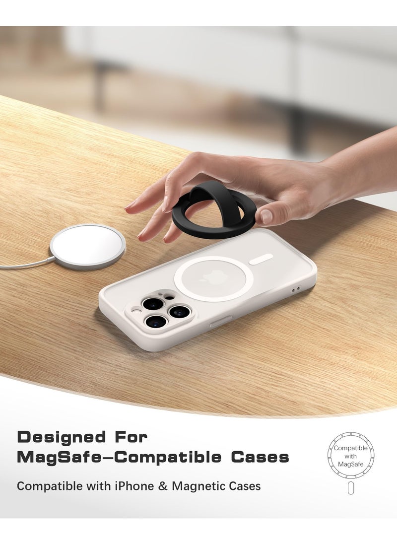 سويدانبوكس - قبضة مغناطيسية للهاتف، متوافقة مع MagSafe، حلقة قابلة للإزالة مع حزام إصبع سيليكون ناعم، حامل حلقة للهاتف خلف الجهاز لآيفون 15/14/13/12 برو ماكس/بلس (أسود) - Image 1