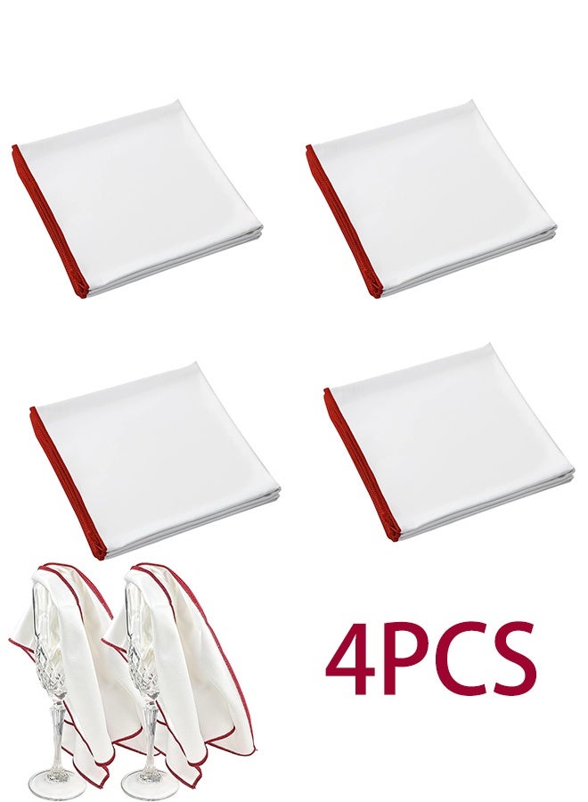 4pcs Wine Glass Polishing Cloth Large Microfiber Cleaning Cloth Cotton-Free Towel for Drying Wine Glasses Cleaning Window Goblet Tableware Glassware (White) - Image 1