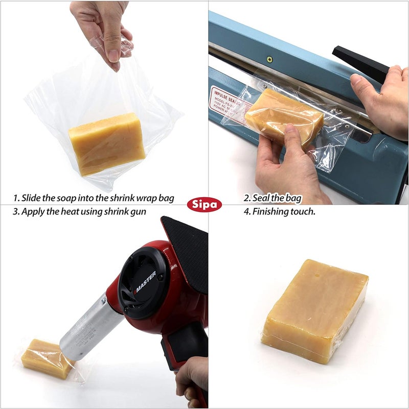 SIPA أكياس تغليف قابلة للانكماش SIPA 12x16 بوصة 100PCS 100 Gauge بدون فتحات خالية من الروائح مثالية لتغليف القرطاسية وإطارات الصور ولوازم الصابون وزجاجات الزيت والحرف اليدوية المنزلية للبيع - Image 4